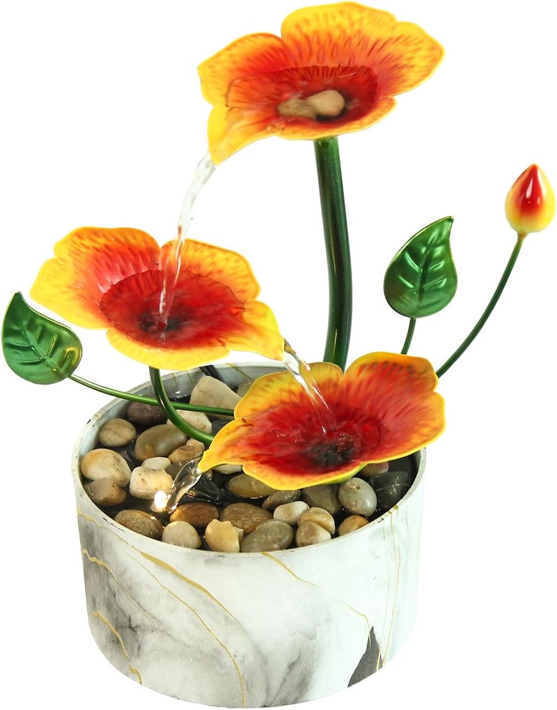 YOQUATE Desk Fountain Hibiscus Flower Themed Tabletop Fountains Indoor Home Decor for Meditation Relaxing(Hibiscus) - Image 1